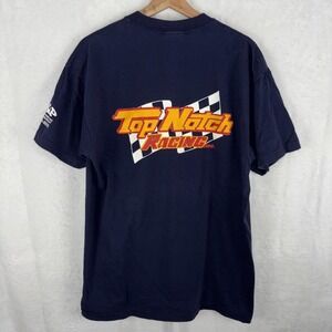 Vintage Top Notch Racing T-shirt Blue Size Large Delta Tag USA Made